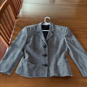 Perry Ellis Black and White Houndstooth Blazer Structured Fit vintage